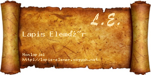 Lapis Elemér névjegykártya